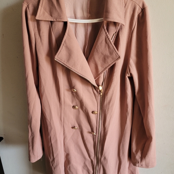 Plus Size Zipper Front Double Breasted Blazer Dress - Picture 5 of 7